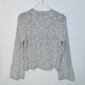 Marie Oliver Gray Metallic Marled Cotton Blend Knit Mock Neck Sweater